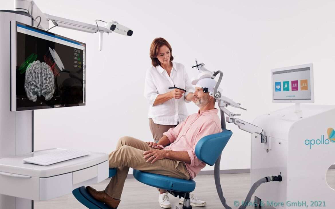 Doctor Doing TMS Therapy