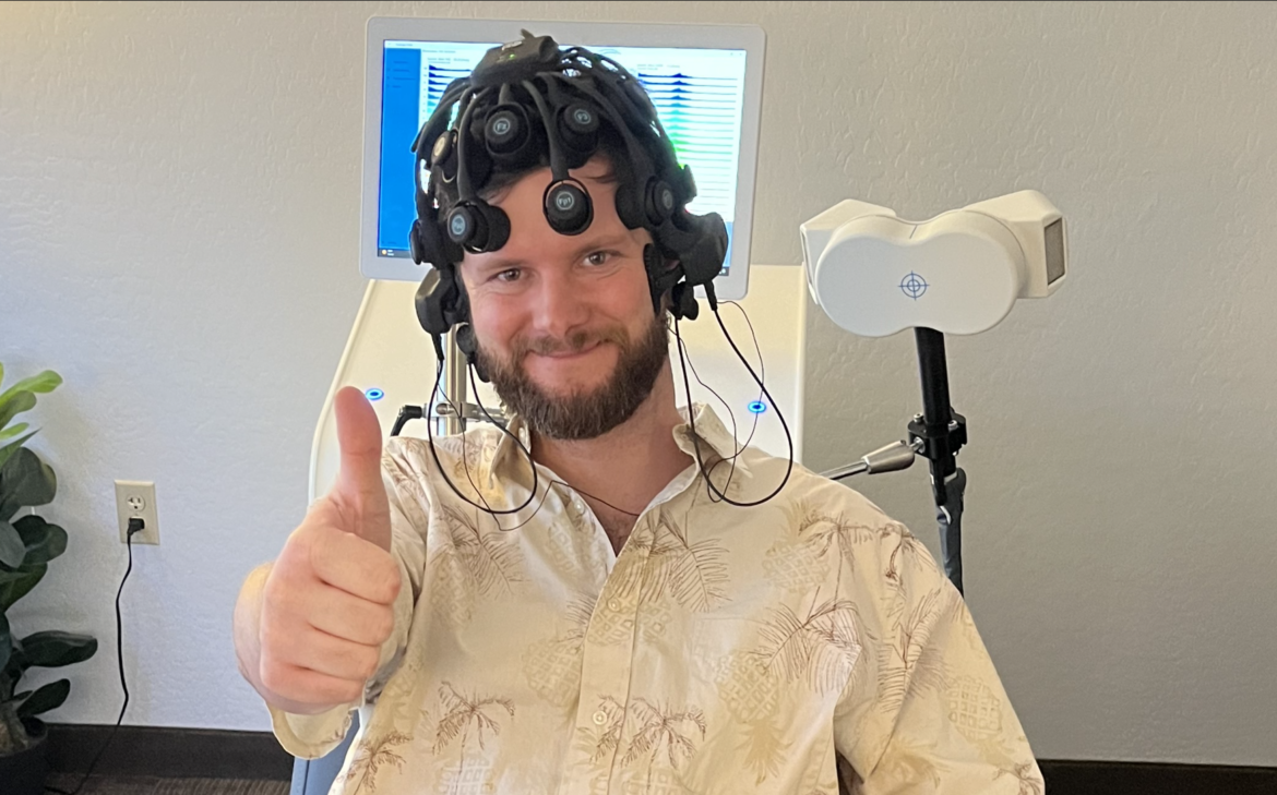 Man Getting PrTMS EEG Brain