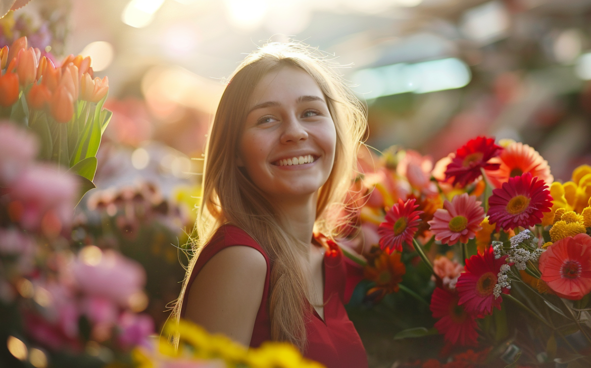 Women i flowers no longer feeling depression after seeing TMS Therapist in Phoenix